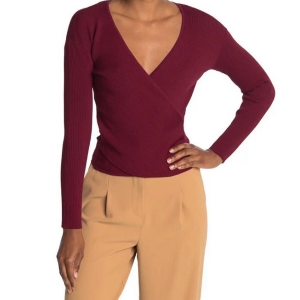 Jonathan Simkhai Sienna Deep Rib Long Sleeve Wrap Top Sweater | Small | New Nwot